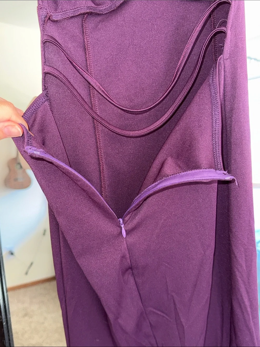 Women’s Strappy V-Neck Bodycon Dress - Plum XS Sexy - Picture 5 of 6
